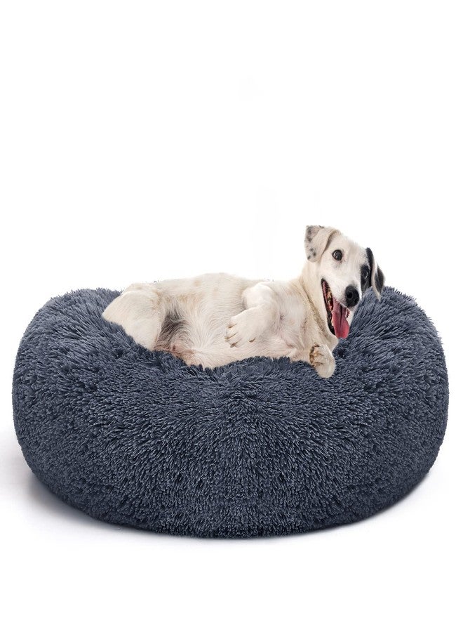MIXJOY Orthopedic Dog Bed Comfortable Donut Cuddler Round Pet Beds Ultra Soft Washable Dog and Cat Cushion Bed (20''/23''/30'') (30'', Grey-Blue) - Image 1
